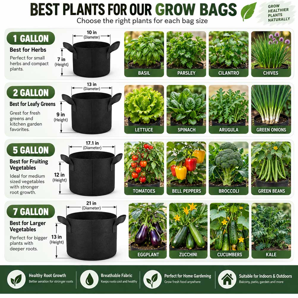 Heavy Duty Nonwoven Fabric Grow Bags with Handles – Pack of 2