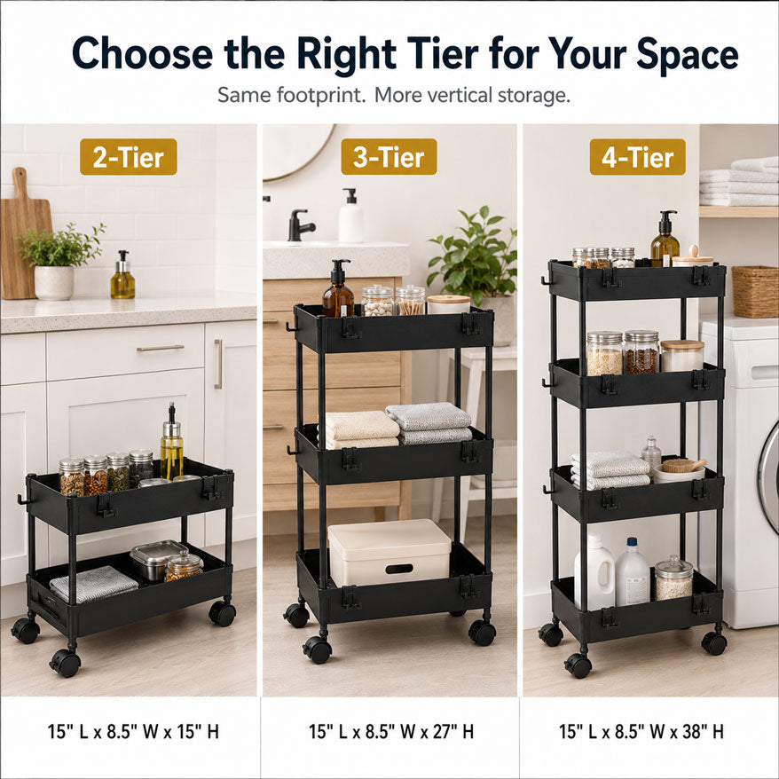 Rolling Utility Storage Organizer Cart | 2, 3 & 4 Tier