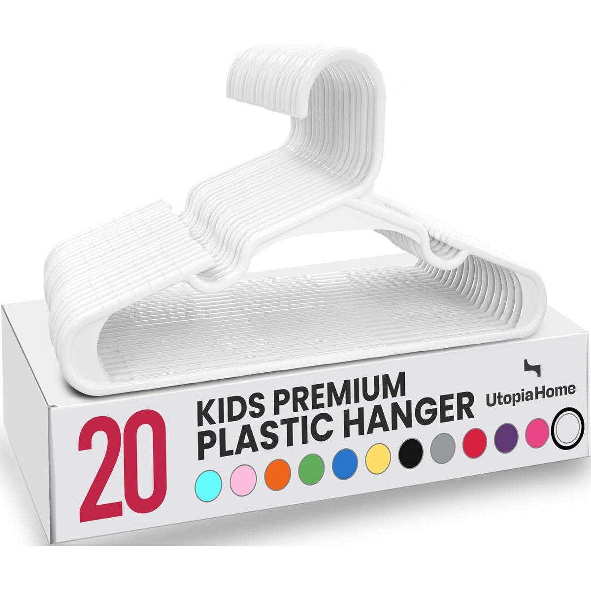 Kids Hangers Pack of 20, Non-Slip Durable Space-Saving Plastic Clothes Hangers for Baby, Toddler & Children’s Wardrobe