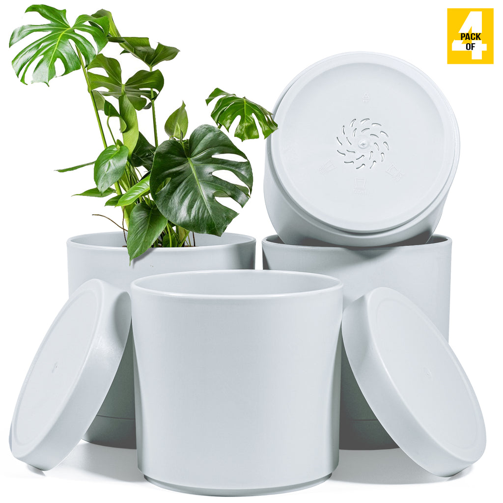 6-Inch Plastic Planter Pots – Cylindrical Stylish, Durable & Plant-Friendly with Drainage & Seamless Saucers