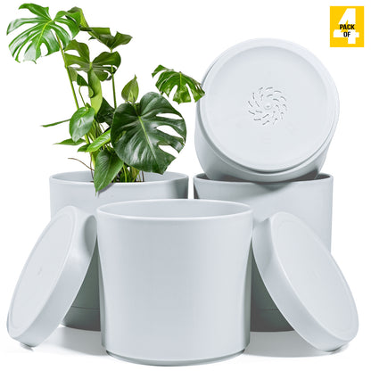 6-Inch Plastic Planter Pots – Cylindrical Stylish, Durable & Plant-Friendly with Drainage & Seamless Saucers