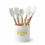 6-Inch Plastic Cylindrical Kitchen Utensil Holder with Drainage and Seamless Saucer