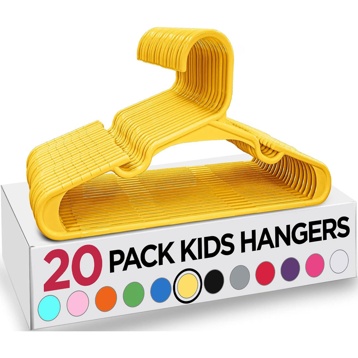 Kids Hangers Pack of 20, Non-Slip Durable Space-Saving Plastic Clothes Hangers for Baby, Toddler & Children’s Wardrobe