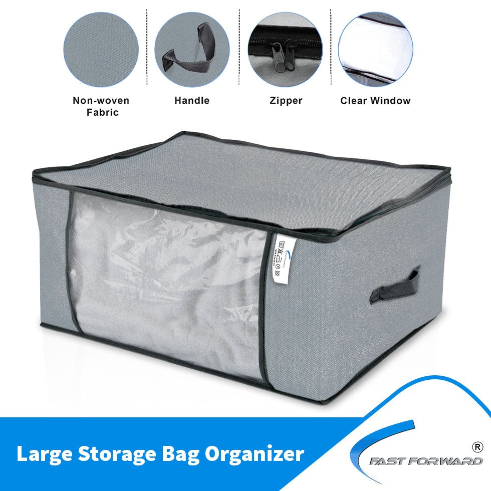 Organizer Bag Two-Way Zippers Cloth Storage Bag Water-resistant Wardrobe Space Saver HIgh Quality Non-Woven Fabric Fast Forward