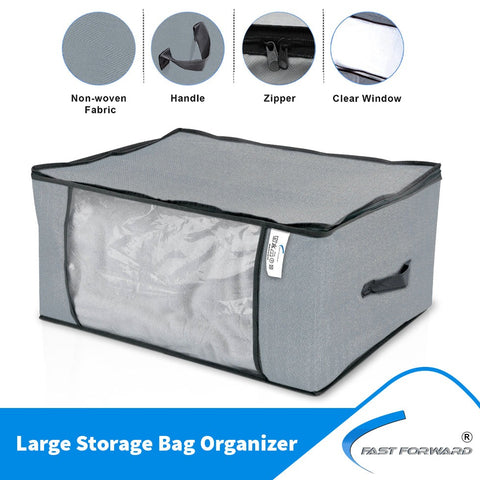 Organizer Bag Two-Way Zippers Cloth Storage Bag Water-resistant Wardrobe Space Saver HIgh Quality Non-Woven Fabric Fast Forward