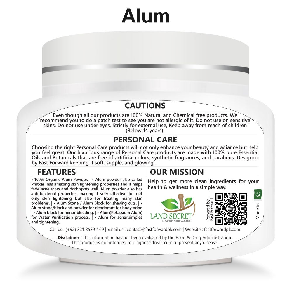 Alum Powder Purified Potassium Alum Powder (phitkari) 100 gm Land Secret