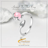 Crystal Zircon Agate Fox Ring Size Adjustable 925 Sterling Silver Jewelicious