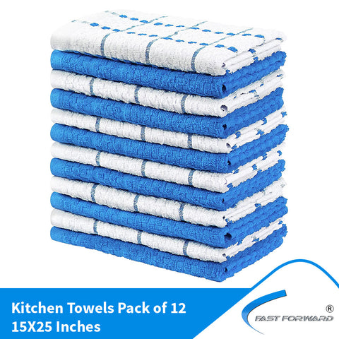 Kitchen Towels 15 x 25 Inches for Dish, Tea and Bar Towels 12 Pack Fast Forward