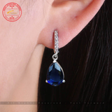 Waterdrop Shaped Blue Zircon Earrings Pendientes Oorbellen 925 Sterling Silver Jewelicious