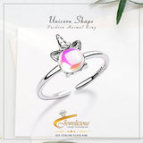 Crystal Zircon Unicorn Ring Adjustable Size Open Ring 925 Sterling Silver Jewelicious