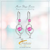 Blue Crystal Zircon Heart-Shaped Hollow Long Tassel Hook Earrings 925 Sterling Silver Jewelicious