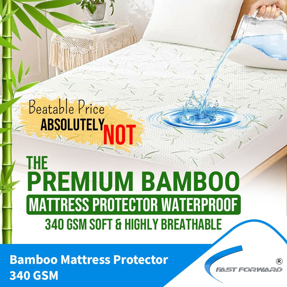 Premium Bamboo Mattress Protector Waterproof Breathable Ultra Soft & Washable Fast Forward