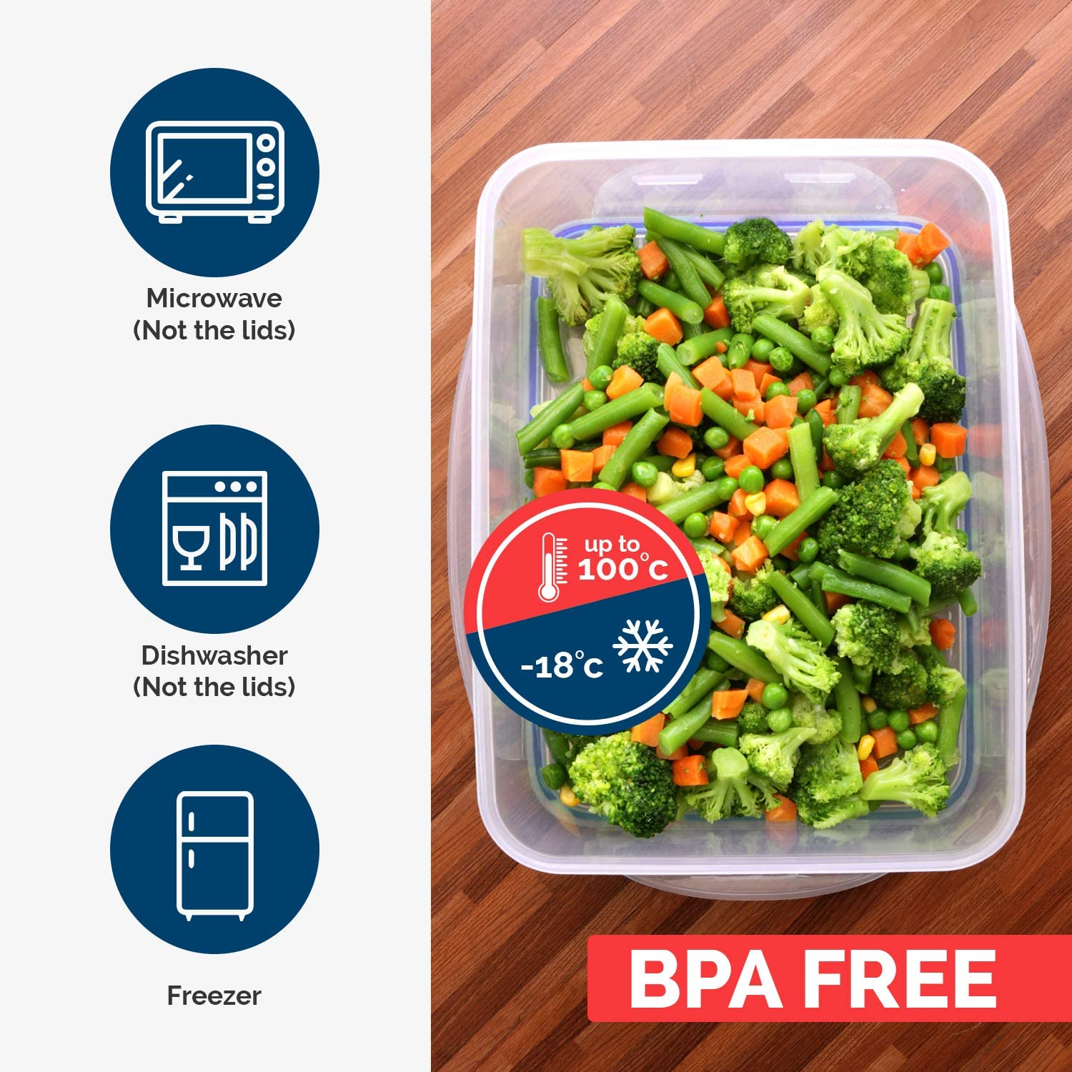 Plastic Food Containers set 3 Containers and 3 Lids Food Storage Containers with Airtight Lids Fast Forward