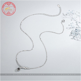 Black Crystal Zircon Pendant Necklace Length 40+5CM 925 Sterling Silver Jewelicious
