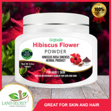 Hibiscus Powder Pure, Natural and Organic for Hair,Skin and Health 100gm Land Secret