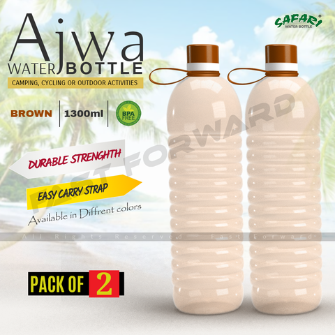 Ajwa Water Bottle For In Door & Out Door Climbing Travel Camping 1300 ml Pack of 2 Safari Bottles