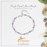 Purple Crystal Heart Bracelet Length 20.5CM 925 Sterling Silver Jewelicious