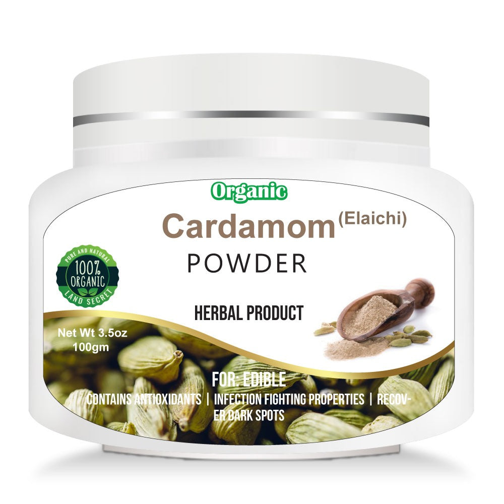 Cardamom Powder 100% Pure Freshens Breath &  Helps Digestion 100 gm Land Secret