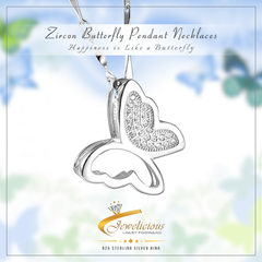 Elegant Zircon Butterfly Pendant Necklaces 925 Sterling Silver Jewelicious