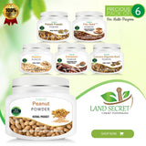Precious Pack of 06 Natural Benefits Herbs Peanut | Palash | Flax Seed | Sesame | Cinnamon | Cascara Sagrada Bark Powder 100% Organic each Box 100 gm Land Secret