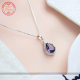 Bague Ringen Elegant Water Drop Shaped Pendant Amethyst Necklace 925 Sterling Silver Jewelicious