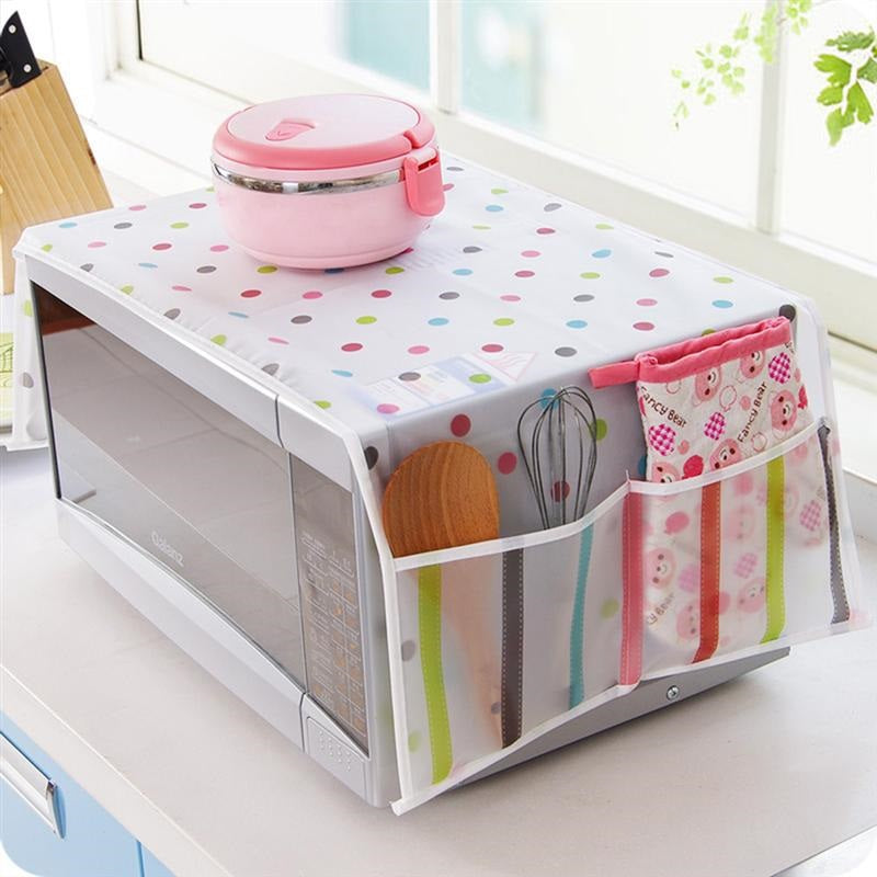 Microwave Oven Cover Kitchen Oil Dust Waterproof Double Pockets Fast Forward