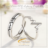 Crystal Zircon ECG Lightning Simple Couple Ring 925 Sterling Silver Jewelicious