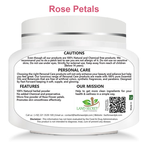 Rose Petals Cosmetic Grade Powder 100% Pure Natural Powder Great For Skin Detox, Rejuvenation, and More Heal Damaged Skin 100 gm Land Secret