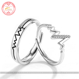 Crystal Zircon ECG Lightning Simple Couple Ring 925 Sterling Silver Jewelicious