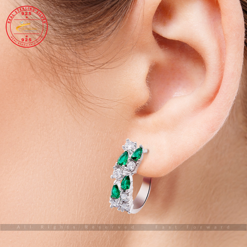 Flash CZ Zircon Ear Studs 3 Colors Earrings 925 Sterling Silver Jewelicious