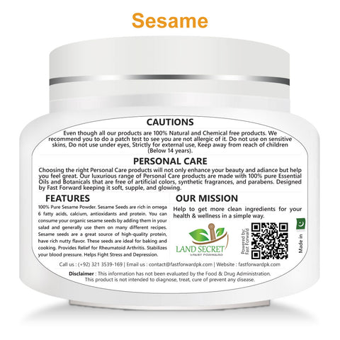 Sesame Powder Til Organic and Good Source of healthy Fats Protin B Vitamins 100 gm Land Secret