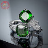 Color Square Shining Green Clear CZ Zircon Stud Earrings Pendientes 925 Sterling Silver Jewelicious