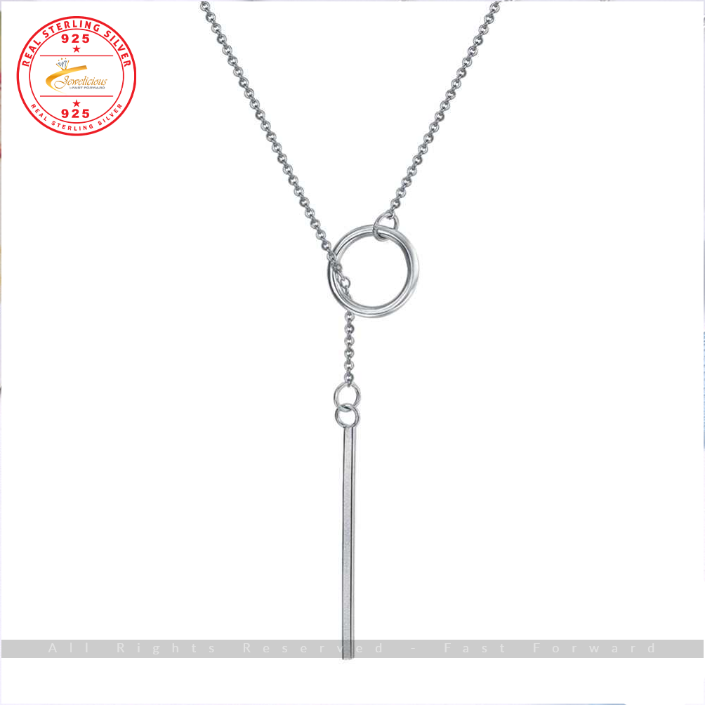 Circle Strip Long Chain Necklace Collares Kolye Bijoux Femme Choker 925 Sterling Silver Jewelicious