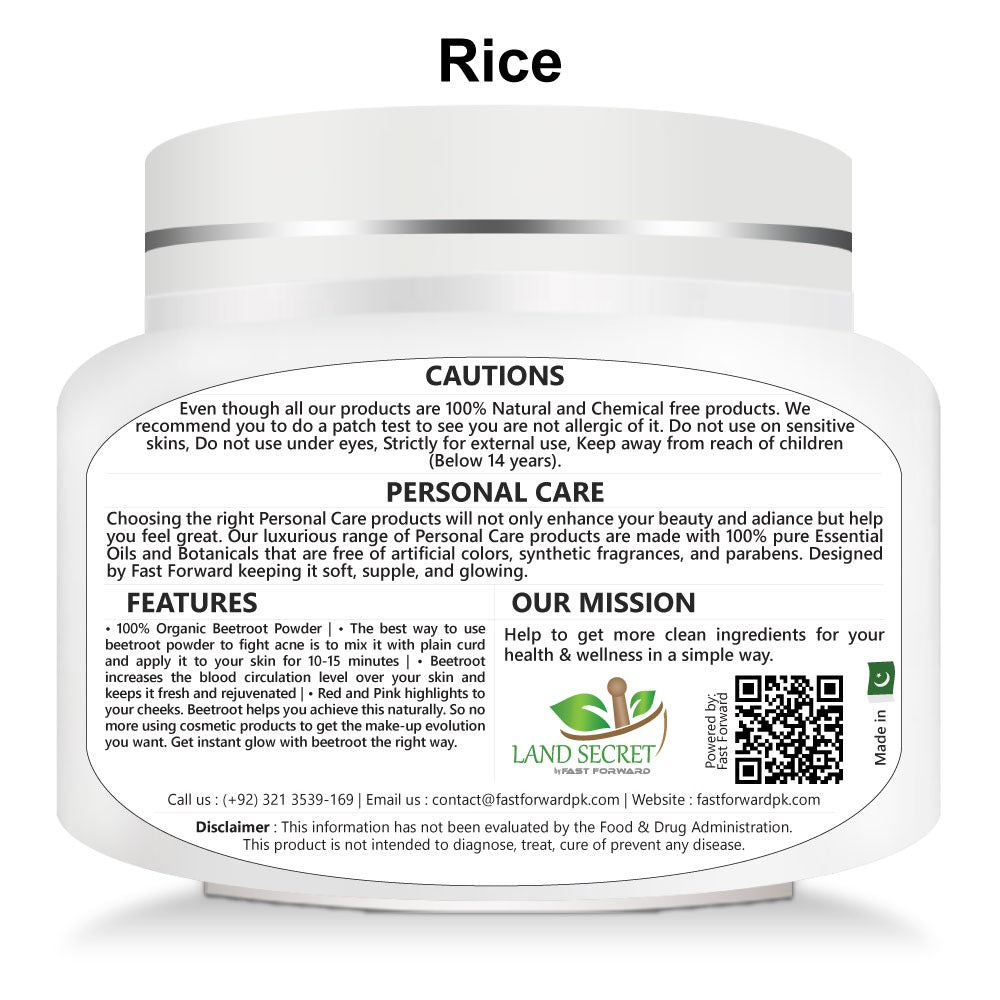 Rice Powder Skin Brighter Whiter Exfoliate Lighten Pigment Blemish Marks 100 gm Land Secret
