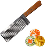 Crinkle Cutter Knife Wavy Chopper Stainless Steel with Wooden Handle Fast Forward