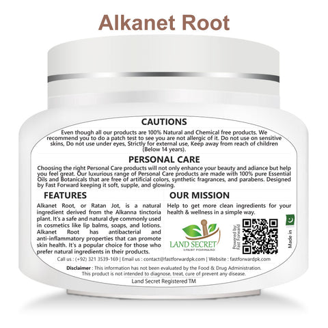 Alkanet Root Powder (Ratan Jot) Natural Colorant for Soap, Lip Balm, and DIY Crafts 100g Land Secret