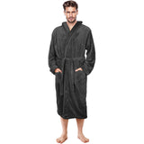 Bathrobes For Men Fleece Hooded Dressing Gown Super Soft Cozy Hooded Plush Loungewear Fast Forward