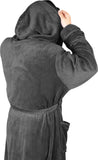 Bathrobes For Men Fleece Hooded Dressing Gown Super Soft Cozy Hooded Plush Loungewear Fast Forward