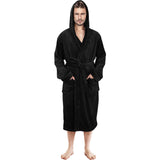 Bathrobes For Men Fleece Hooded Dressing Gown Super Soft Cozy Hooded Plush Loungewear Fast Forward