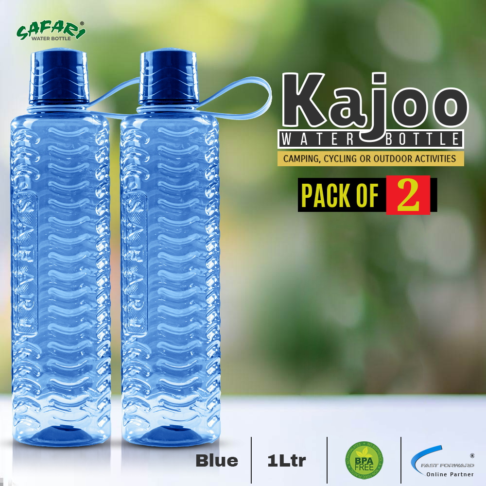 Stay Hydrated in Style with Kajoo Water Bottle Textured Design, Strong Grip, and Leak-Proof Smooth Screw Cap, BPA-Free 1 Liter Option Safari Bottles
