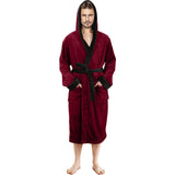 Bathrobes For Men Fleece Hooded Dressing Gown Super Soft Cozy Hooded Plush Loungewear Fast Forward