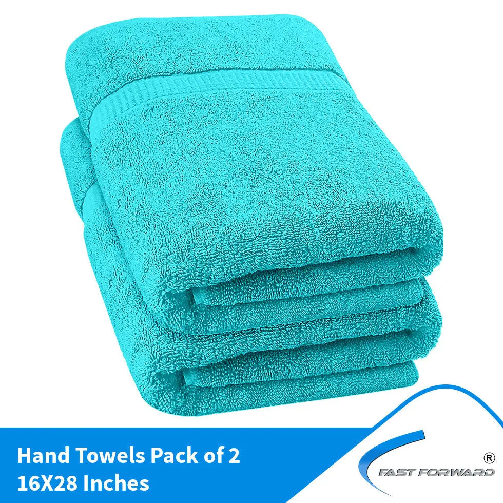Extra Large Hand Towels 100% Cotton 16 X 28 inches Pack of 2 Fast Forward