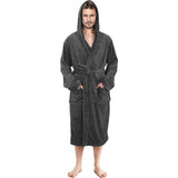 Bathrobes For Men Fleece Hooded Dressing Gown Super Soft Cozy Hooded Plush Loungewear Fast Forward