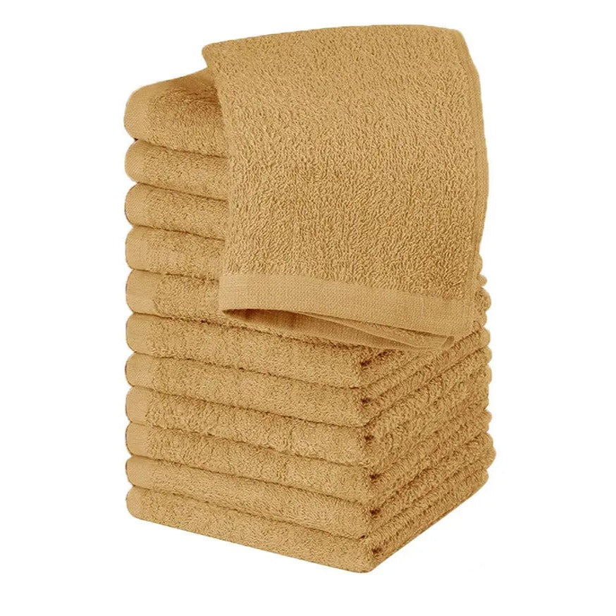 Luxury Cotton Washcloth Towel Set Champagne 12x12 100% Cotton 12 Pack Fast Forward