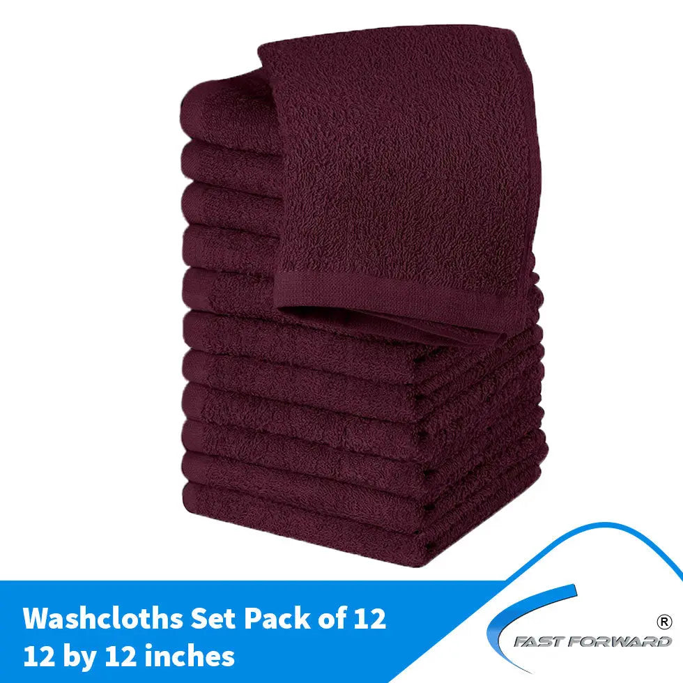 Luxury Cotton Washcloth Towel Set Champagne 12x12 100% Cotton 12 Pack Fast Forward