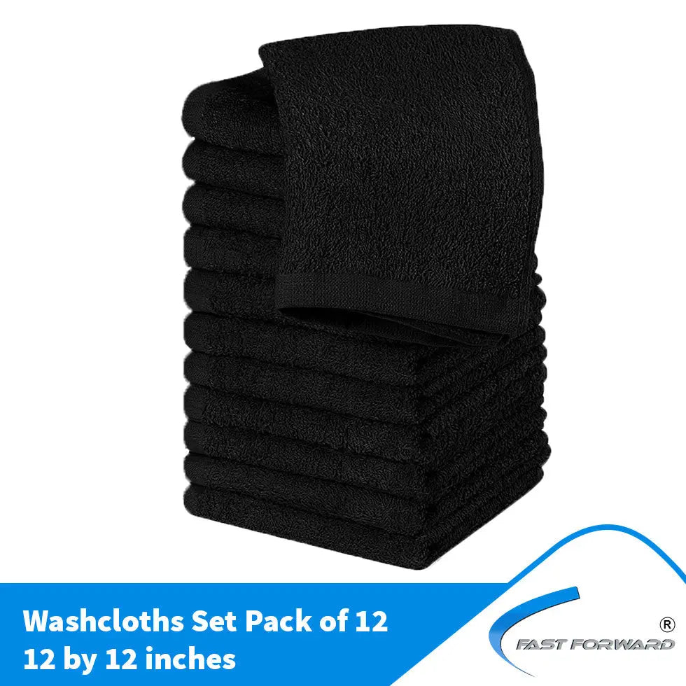 Luxury Cotton Washcloth Towel Set Champagne 12x12 100% Cotton 12 Pack Fast Forward