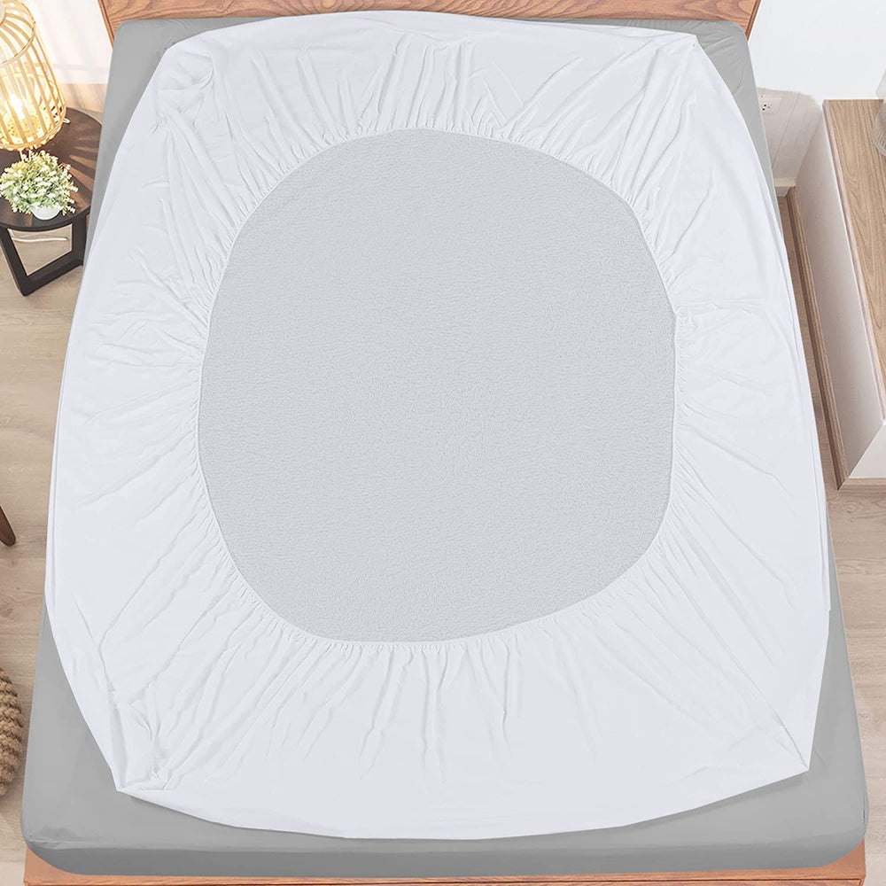 Terry Top Protector Mattress Cover Breathable, Fitted Style with Stretchable Pockets Fast Forward