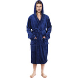 Bathrobes For Men Fleece Hooded Dressing Gown Super Soft Cozy Hooded Plush Loungewear Fast Forward