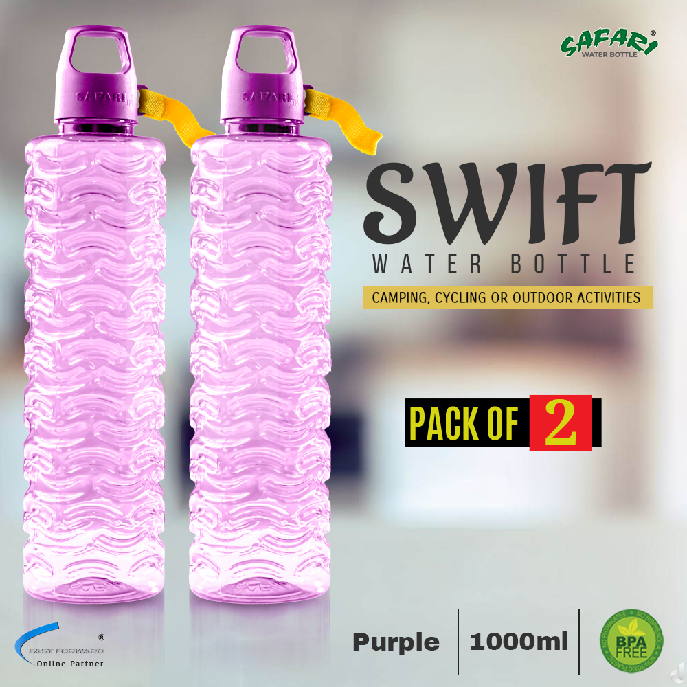 Safari Bottles: Swift Water Bottle with Black Handle Caps