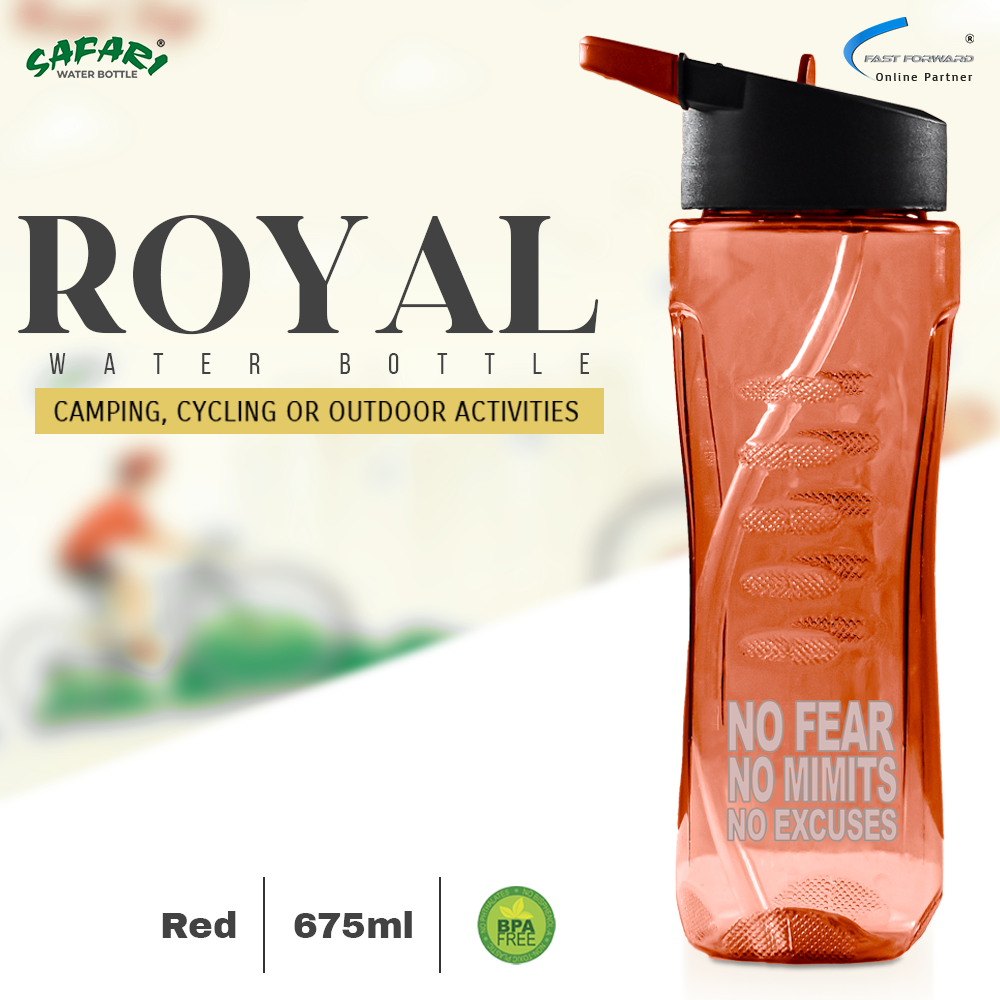 Safari Bottles: Royal Motivational Water Bottle 675ml with Straw Lid